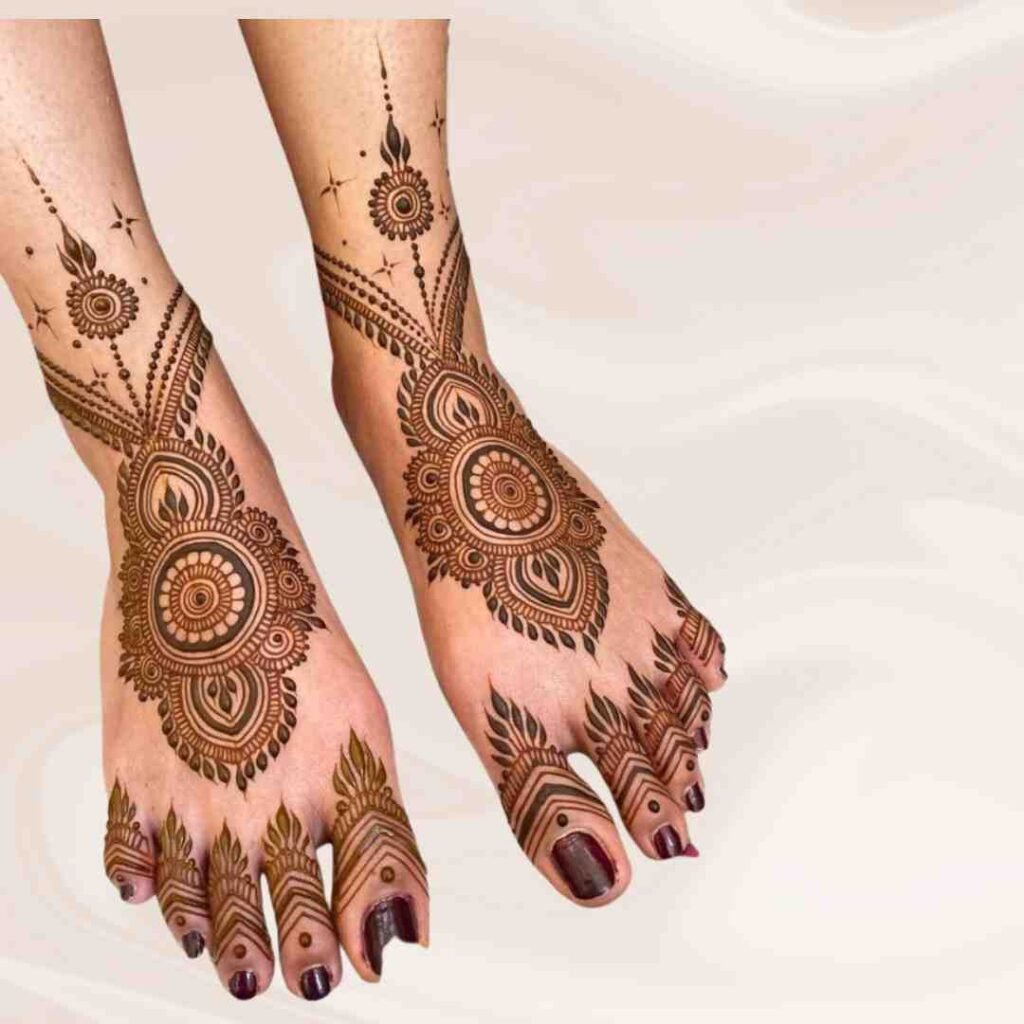 Attractive Wedding Leg Mehndi Design 