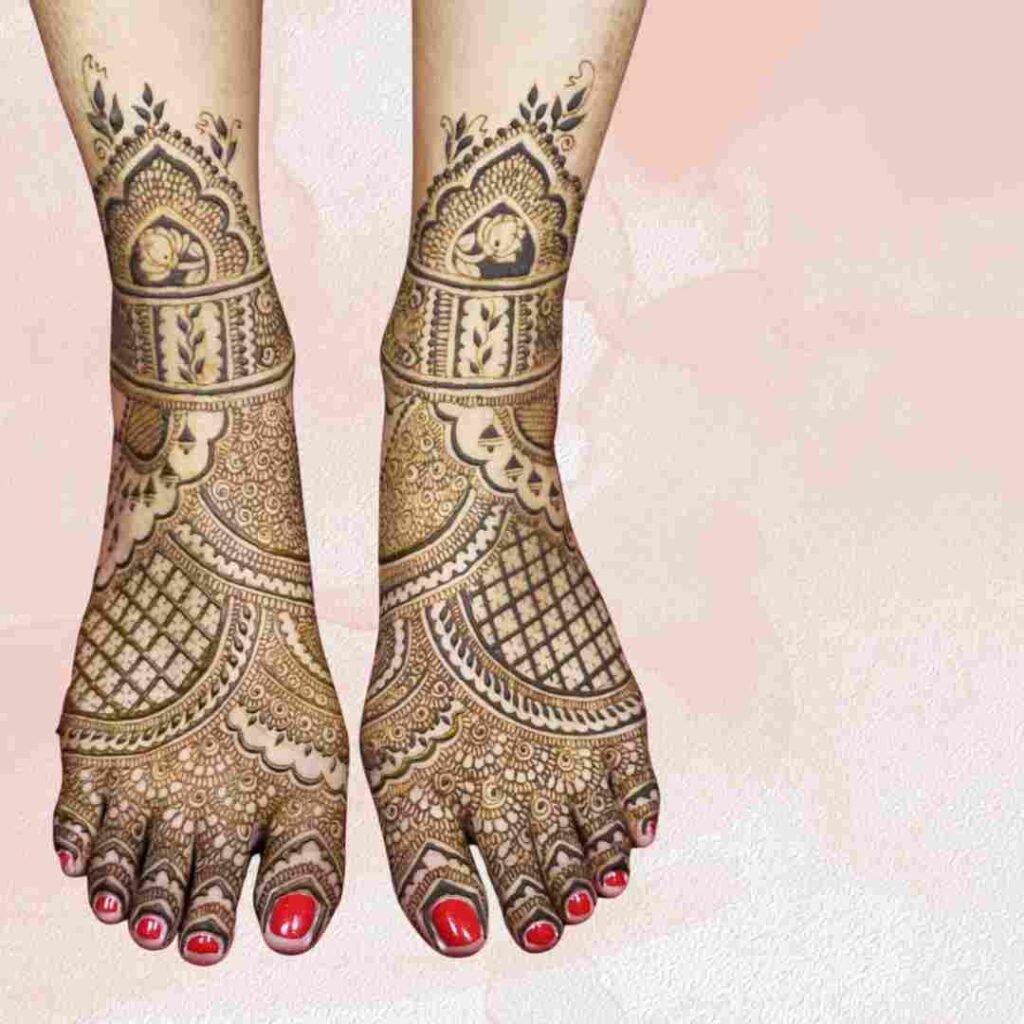 Simple Attractive Wedding Leg Mehndi Design