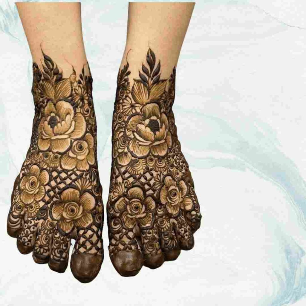 Simple Attractive Wedding Leg Mehndi Design