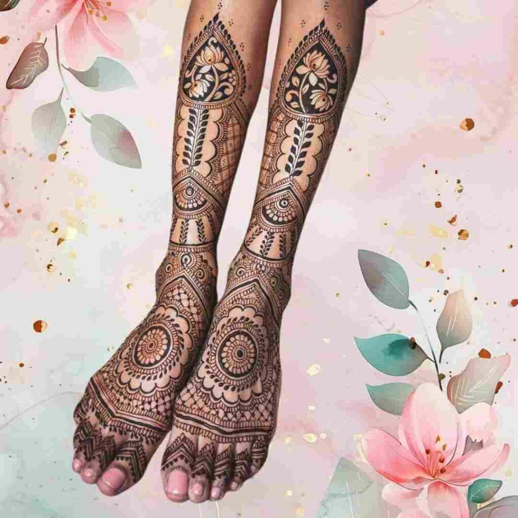 Simple Attractive Wedding Leg Mehndi Design