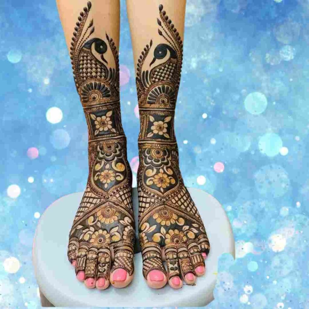 Simple Attractive Wedding Leg Mehndi Design
