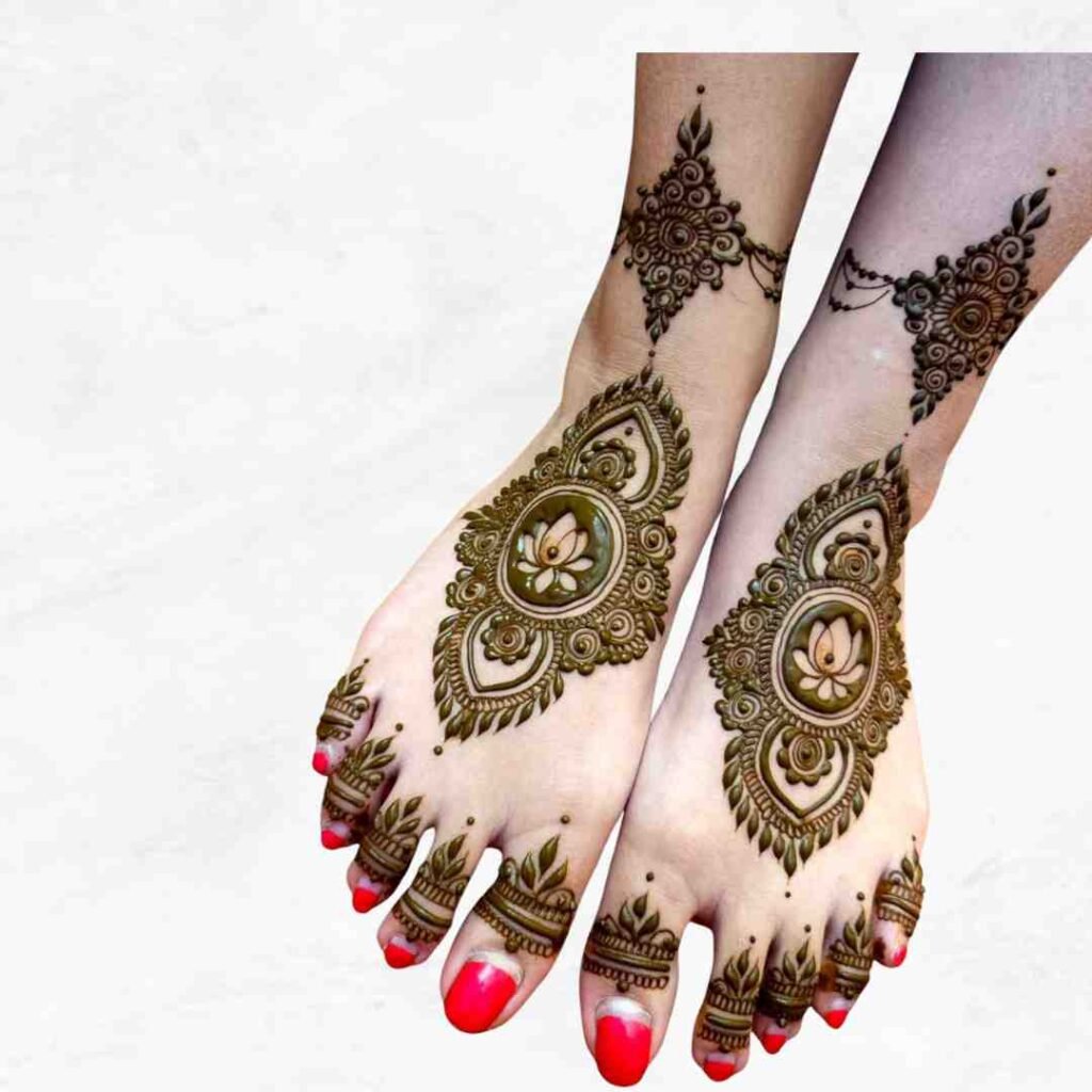 Attractive Wedding Leg Mehndi Design 