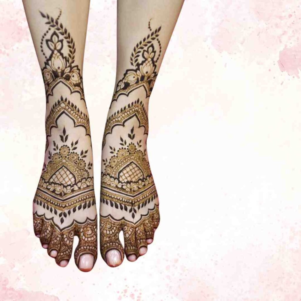 Attractive Wedding Leg Mehndi Design 