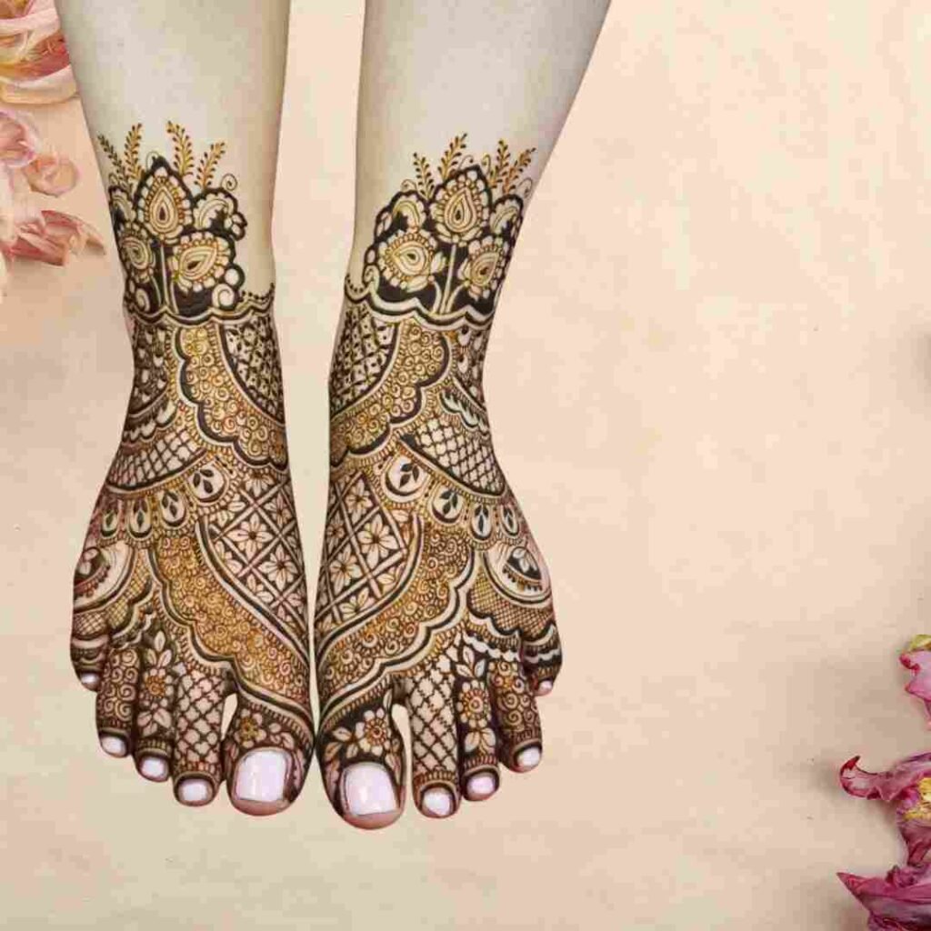 Attractive Wedding Leg Mehndi Design 