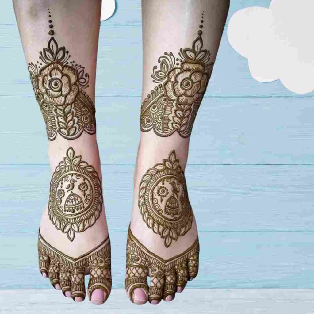 Attractive Wedding Leg Mehndi Design 