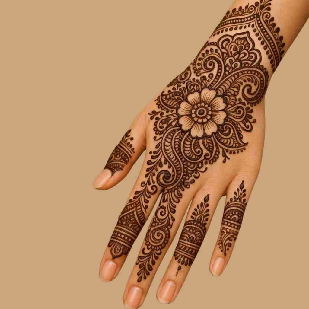 Stylish Back Hand Mehndi Design