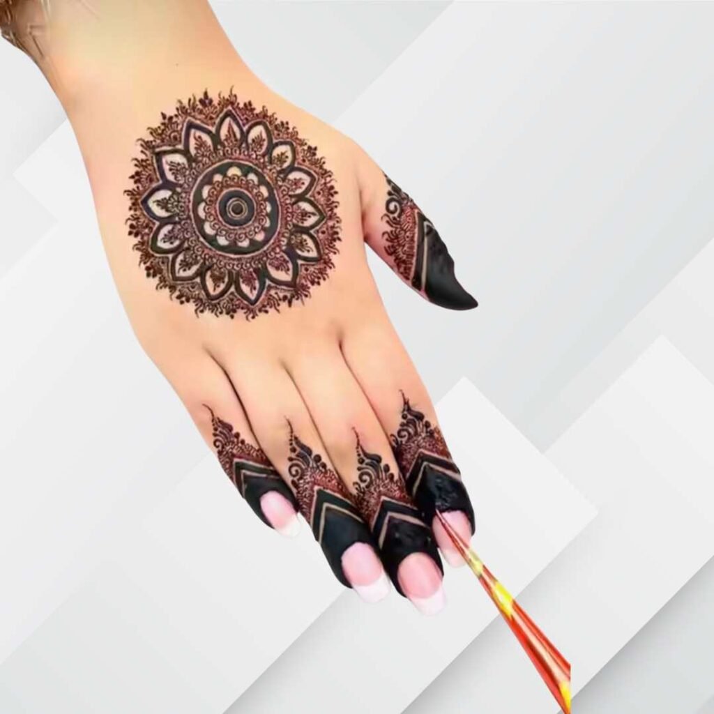 Back Hand Mehndi Design Gol Tikki 