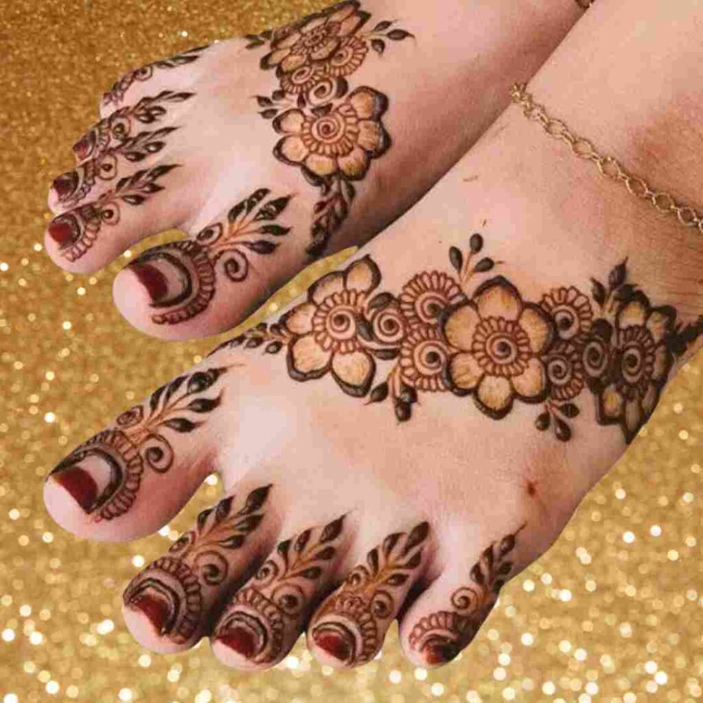 Bridal Leg Mehndi Design Simple