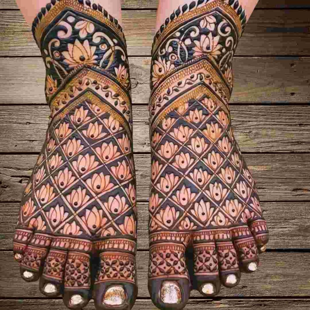Bridal Leg Mehndi Design Simple