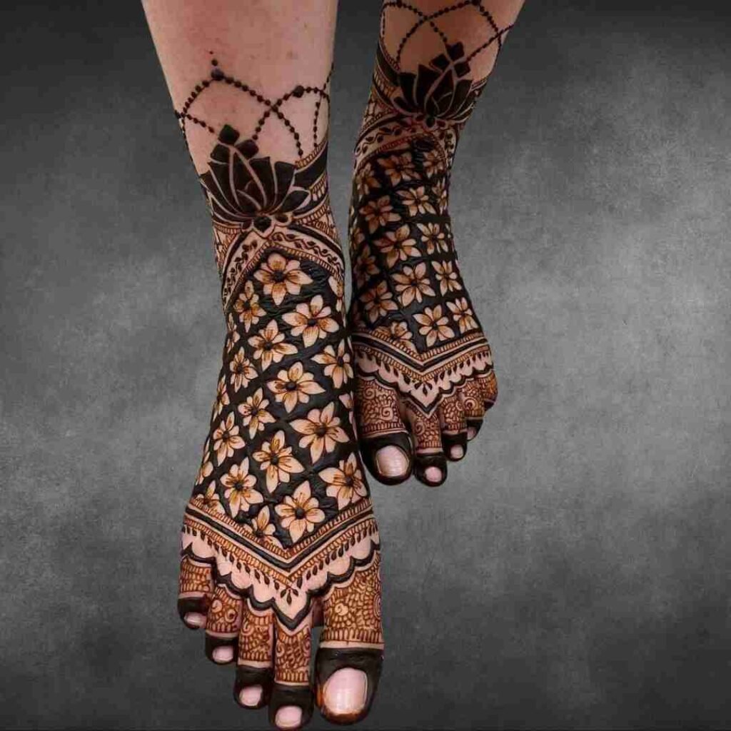 Bridal Leg Mehndi Design Simple