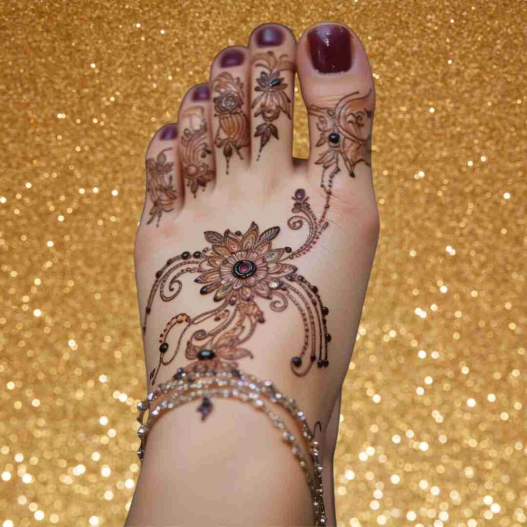 Bridal Leg Mehndi Design Simple