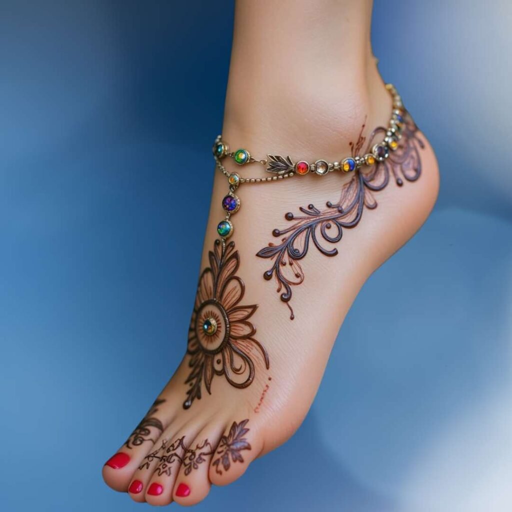 Bridal Leg Mehndi Design Simple