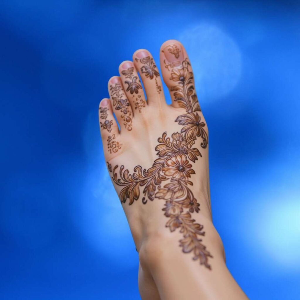 Bridal Leg Mehndi Design Simple