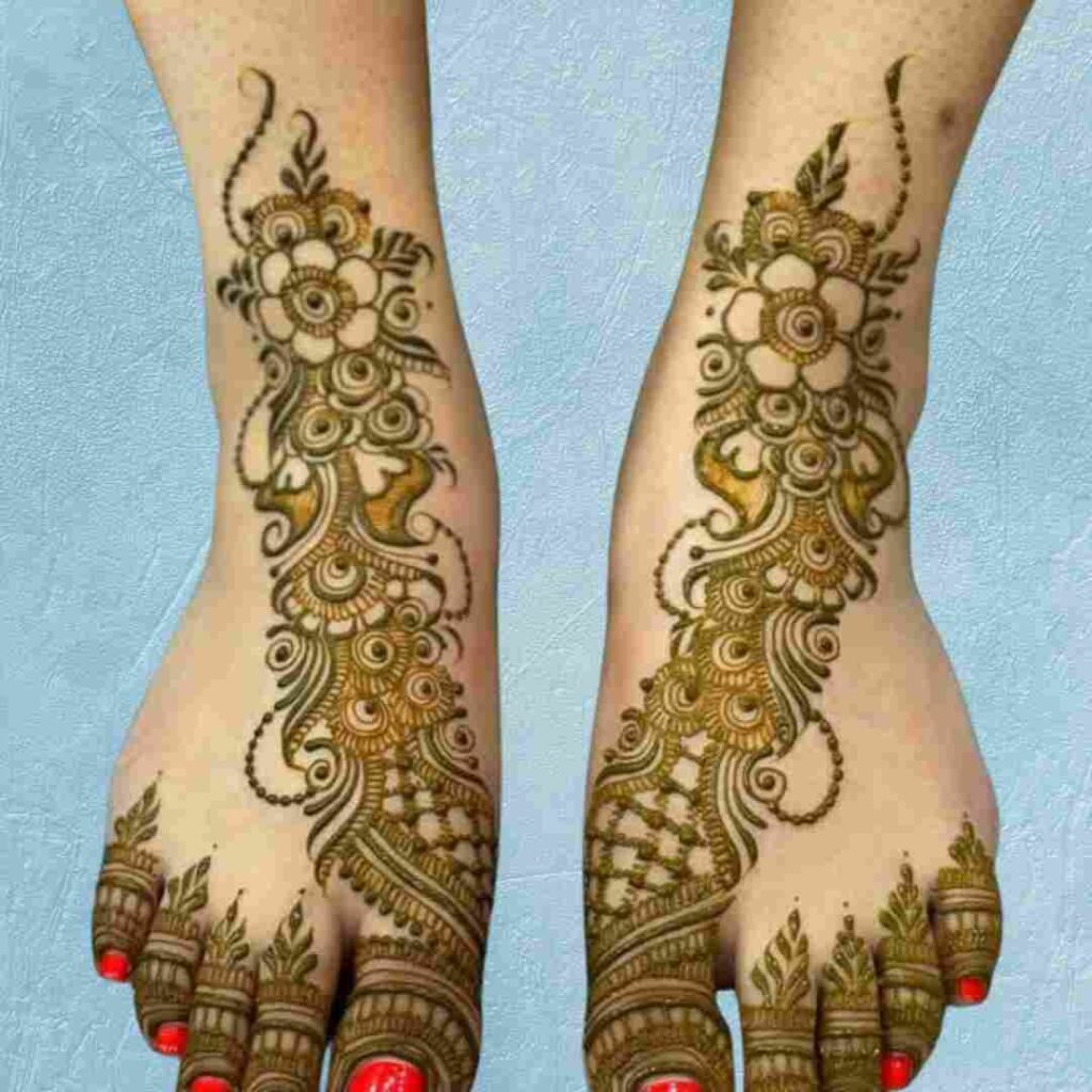 Unique Bridal Leg Mehndi Design
