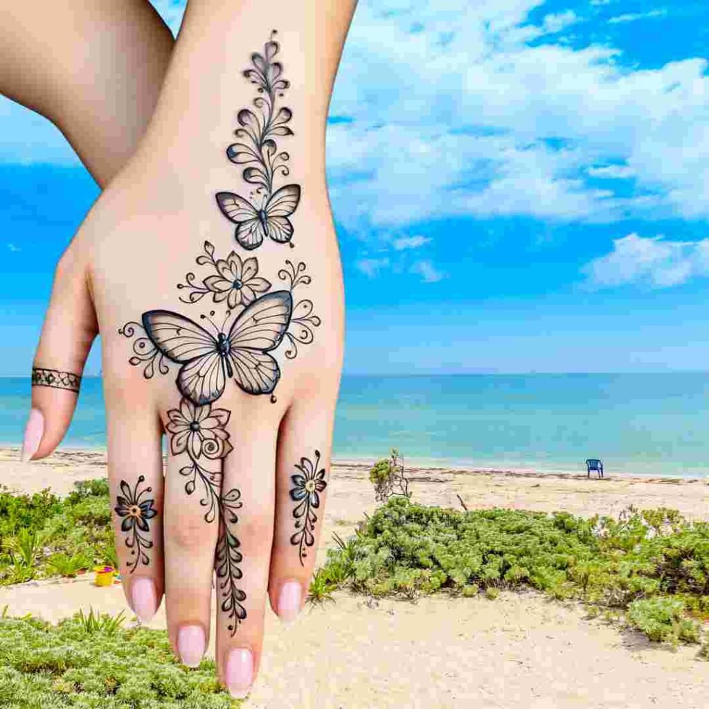 Stylish Butterfly Mehndi Design