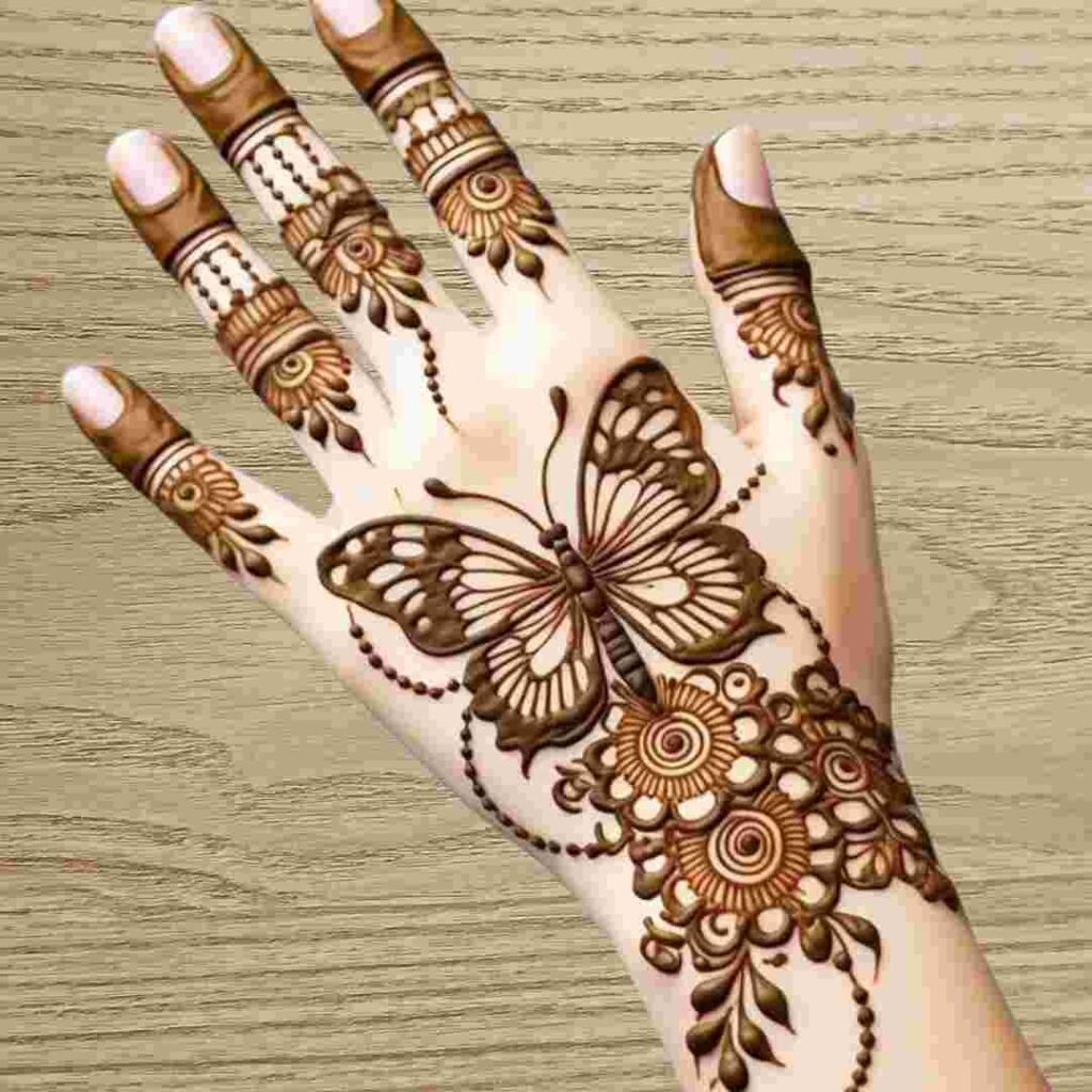 Stylish Butterfly Mehndi Design
