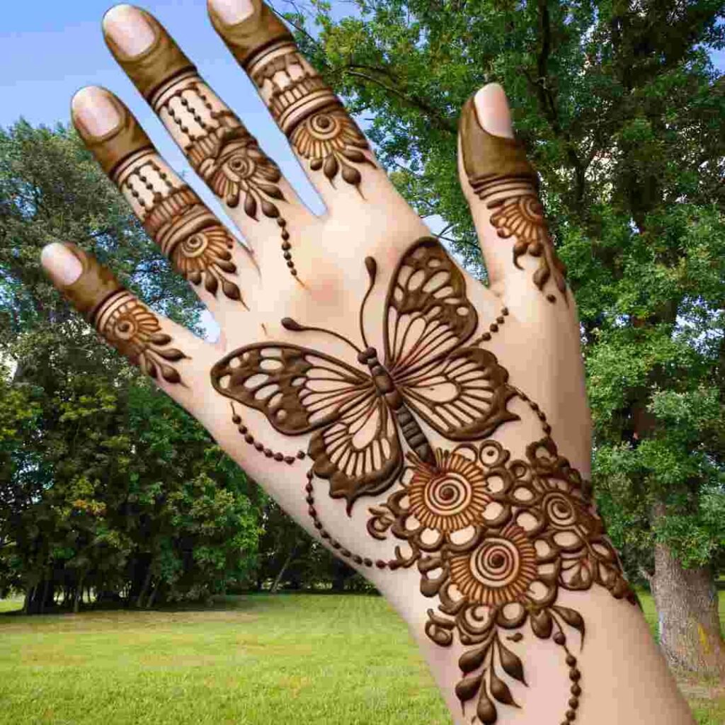 Stylish Butterfly Mehndi Design