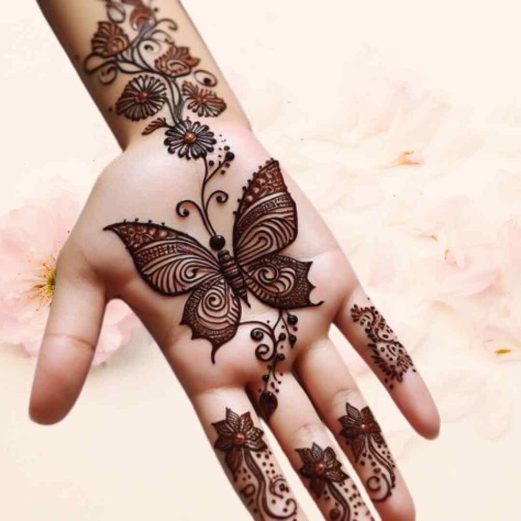Stylish Butterfly Mehndi Design
