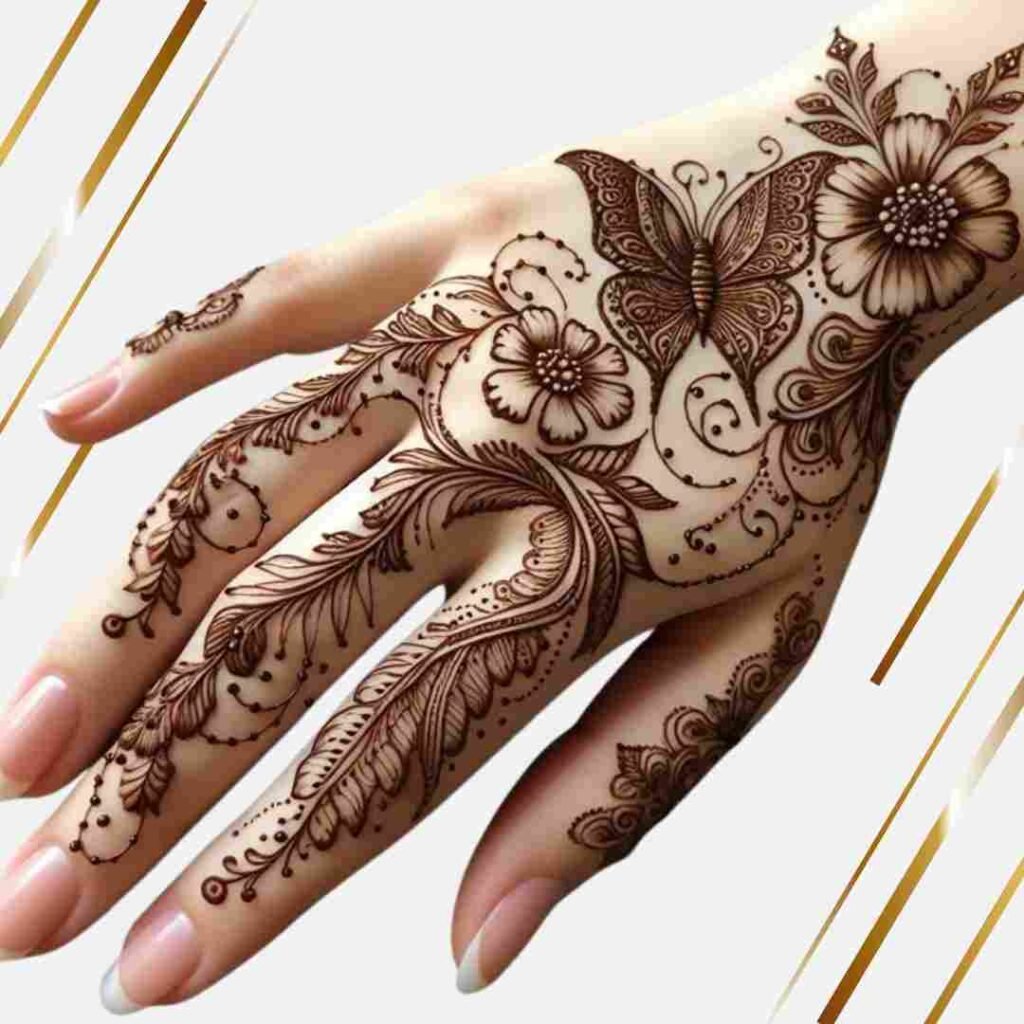 Stylish Butterfly Mehndi Design