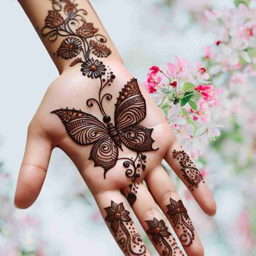 Stylish Butterfly Mehndi Design
