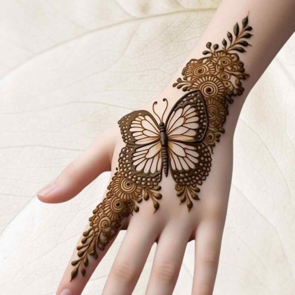 Cute Butterfly Mehndi Design