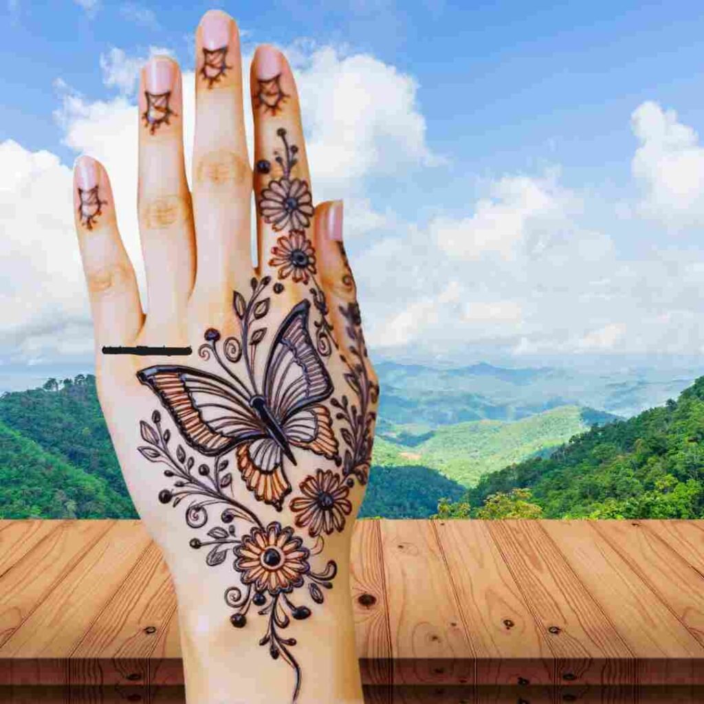 Cute Butterfly Mehndi Design