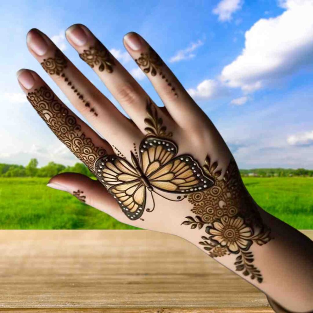 Cute Butterfly Mehndi Design