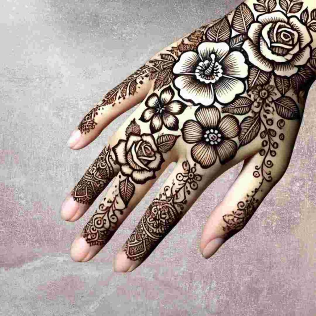 Flower Mehndi Design for Kids