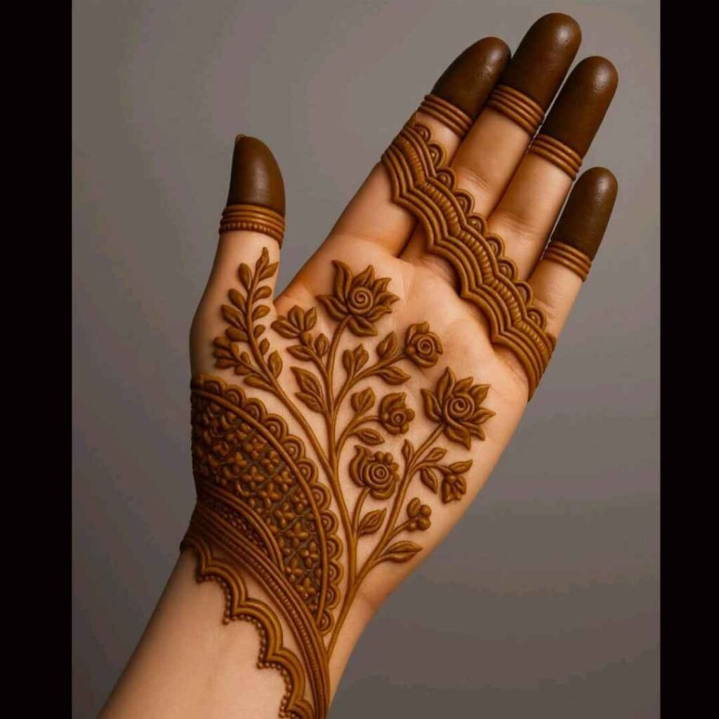 Front Hand Simple Mehndi Design Aesthetic