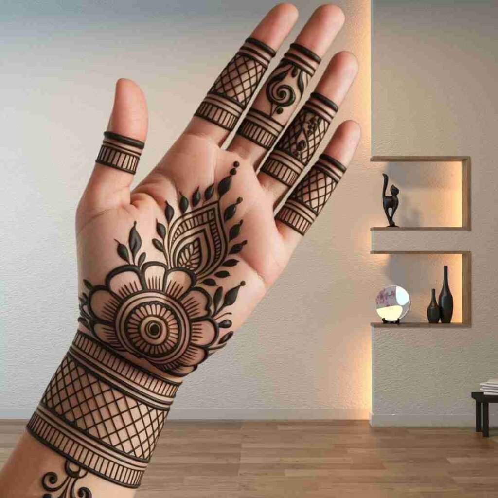 Front Hand Simple Mehndi Design Aesthetic