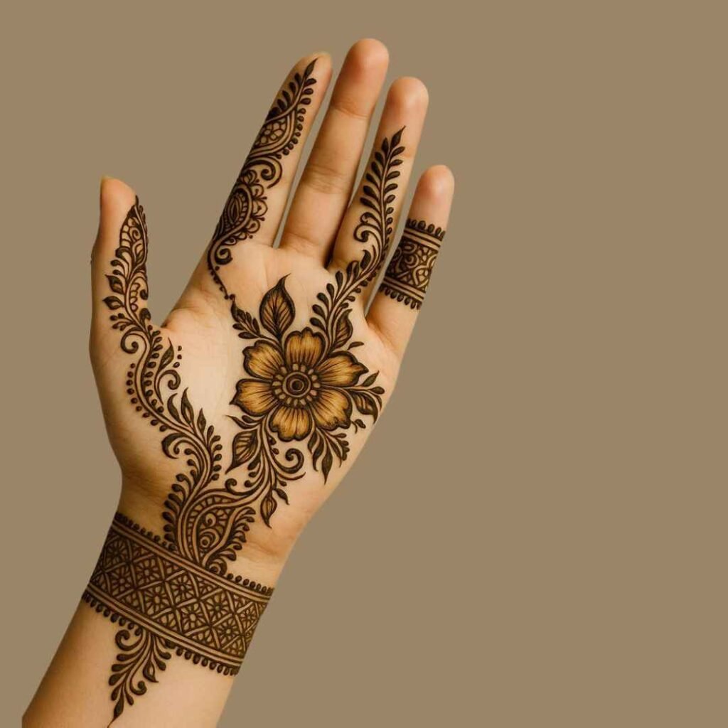 Front Hand Simple Mehndi Design Aesthetic