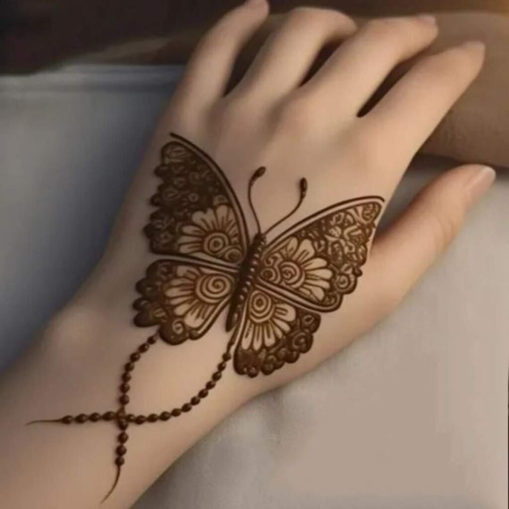 Henna Tattoo Mehndi Design Simple Butterfly