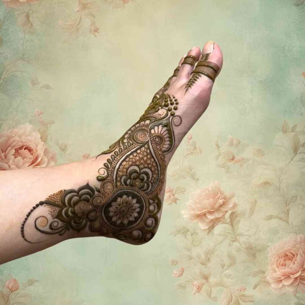 Leg Mehndi Design Khafif Flower
