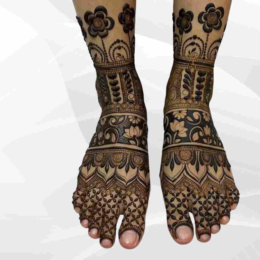 Leg Mehndi Design Khafif Flower