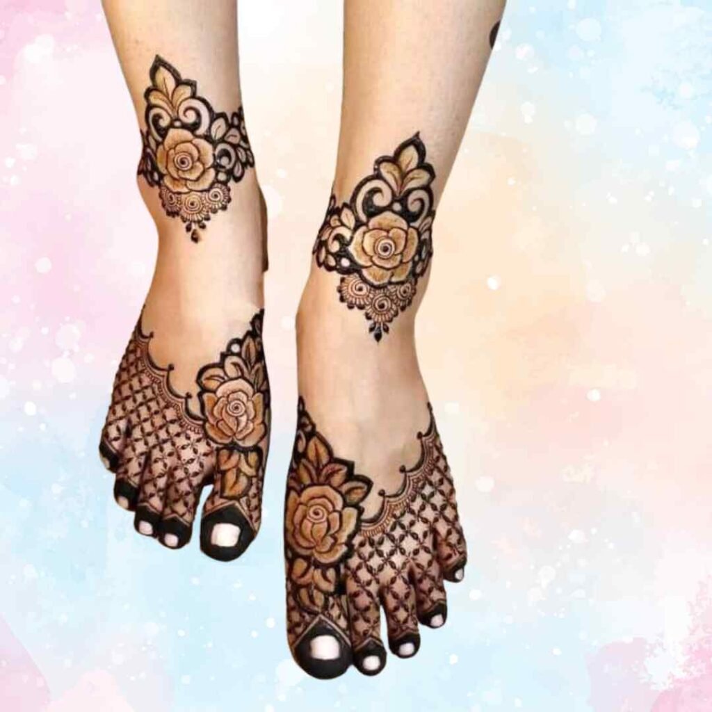 Simple Leg Mehndi Design Khafif