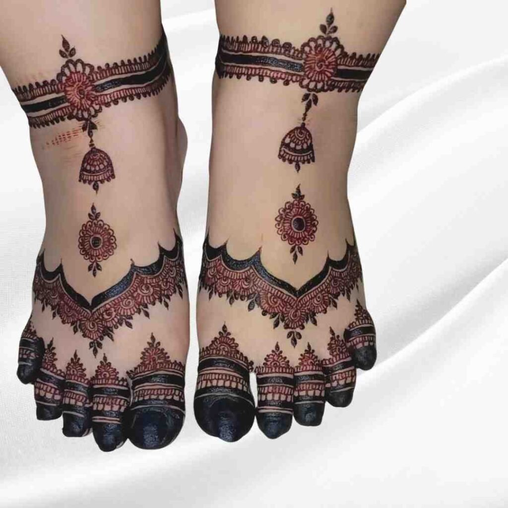Easy Leg Mehndi Design Khafif