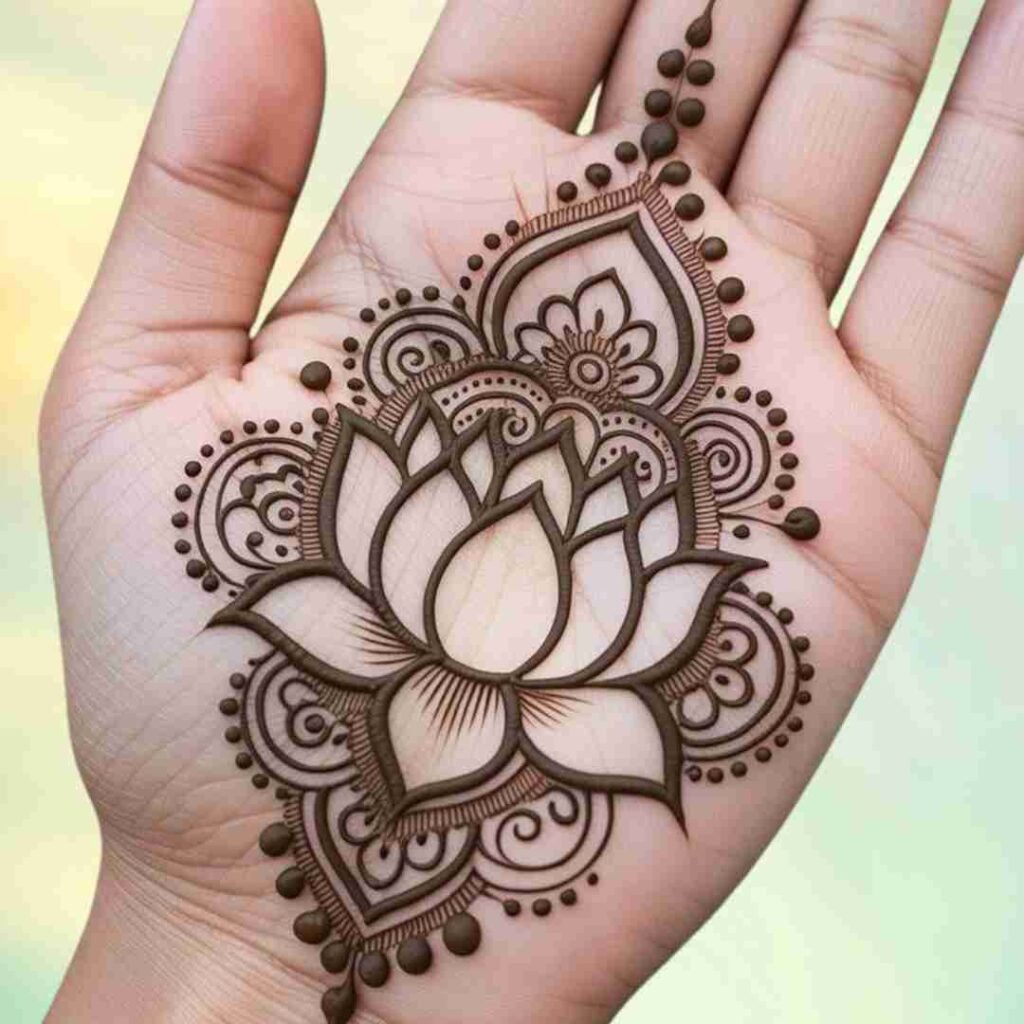 Easy Lotus Mehndi Design