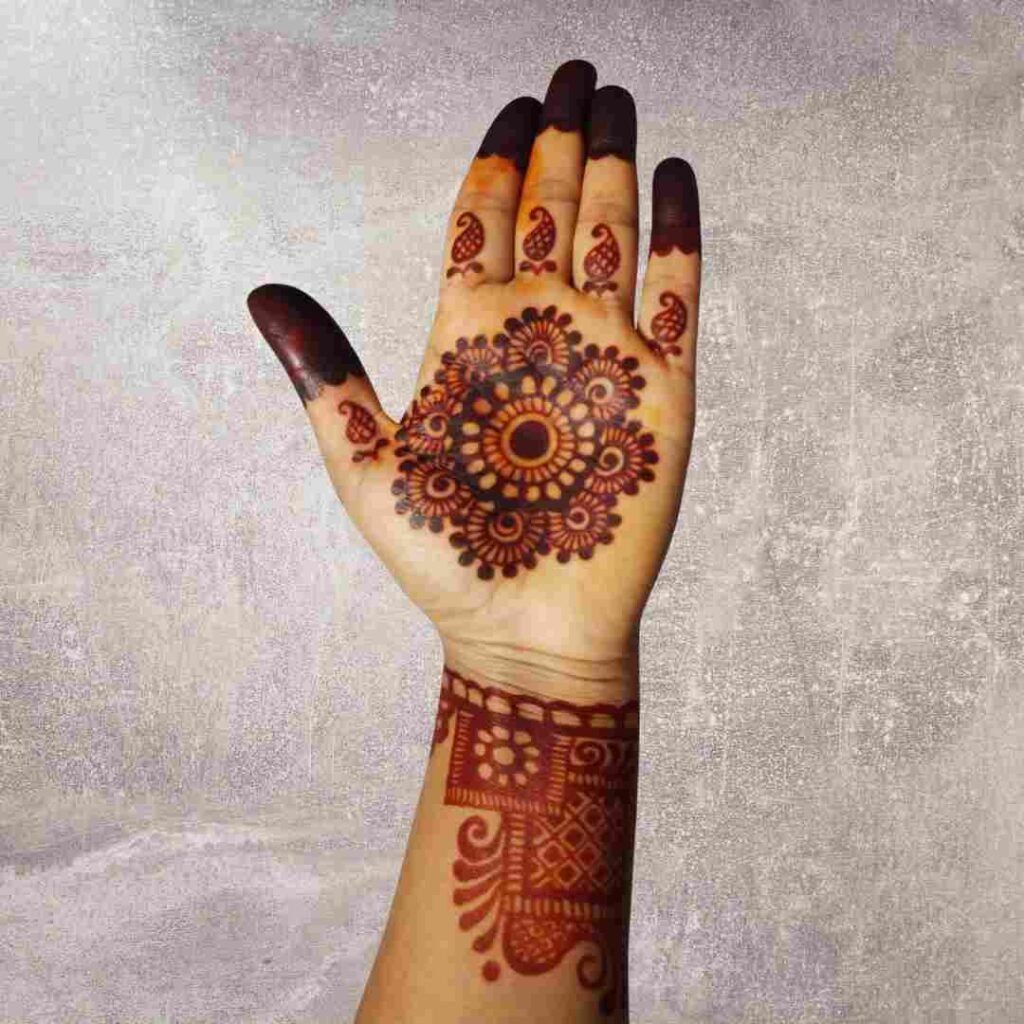 Pakistani Tikki Mehndi Design Front Hand 