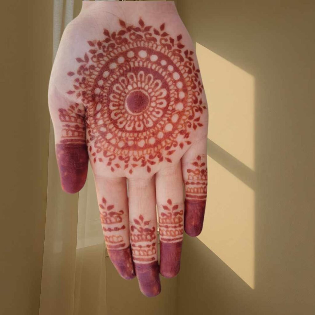 Pakistani Tikki Mehndi Design Front Hand 