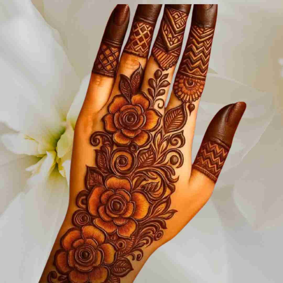 Rose Mehndi Design: Back Hand & Front Hand - Her Mehndi Design