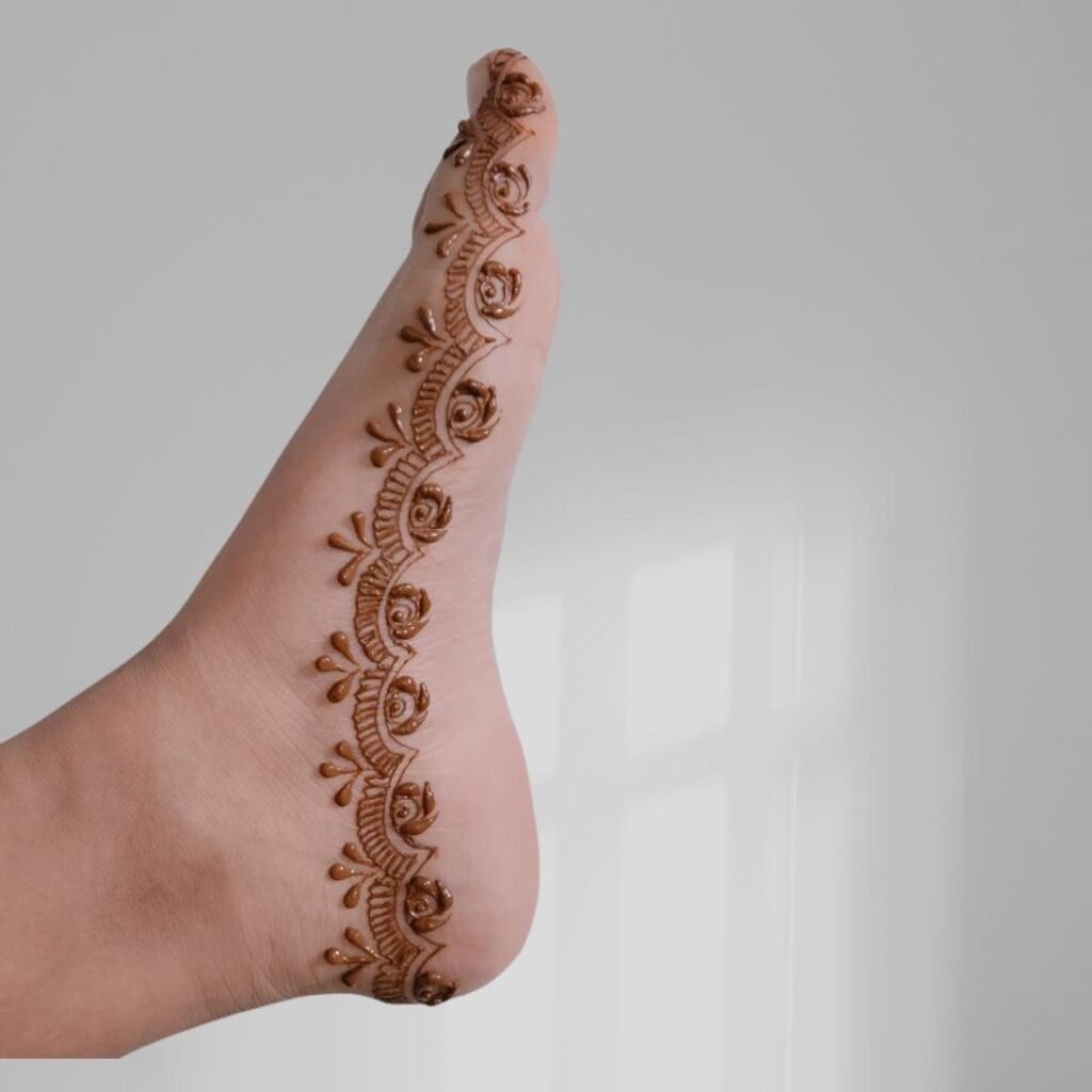 One Side Leg Mehndi Design Simple