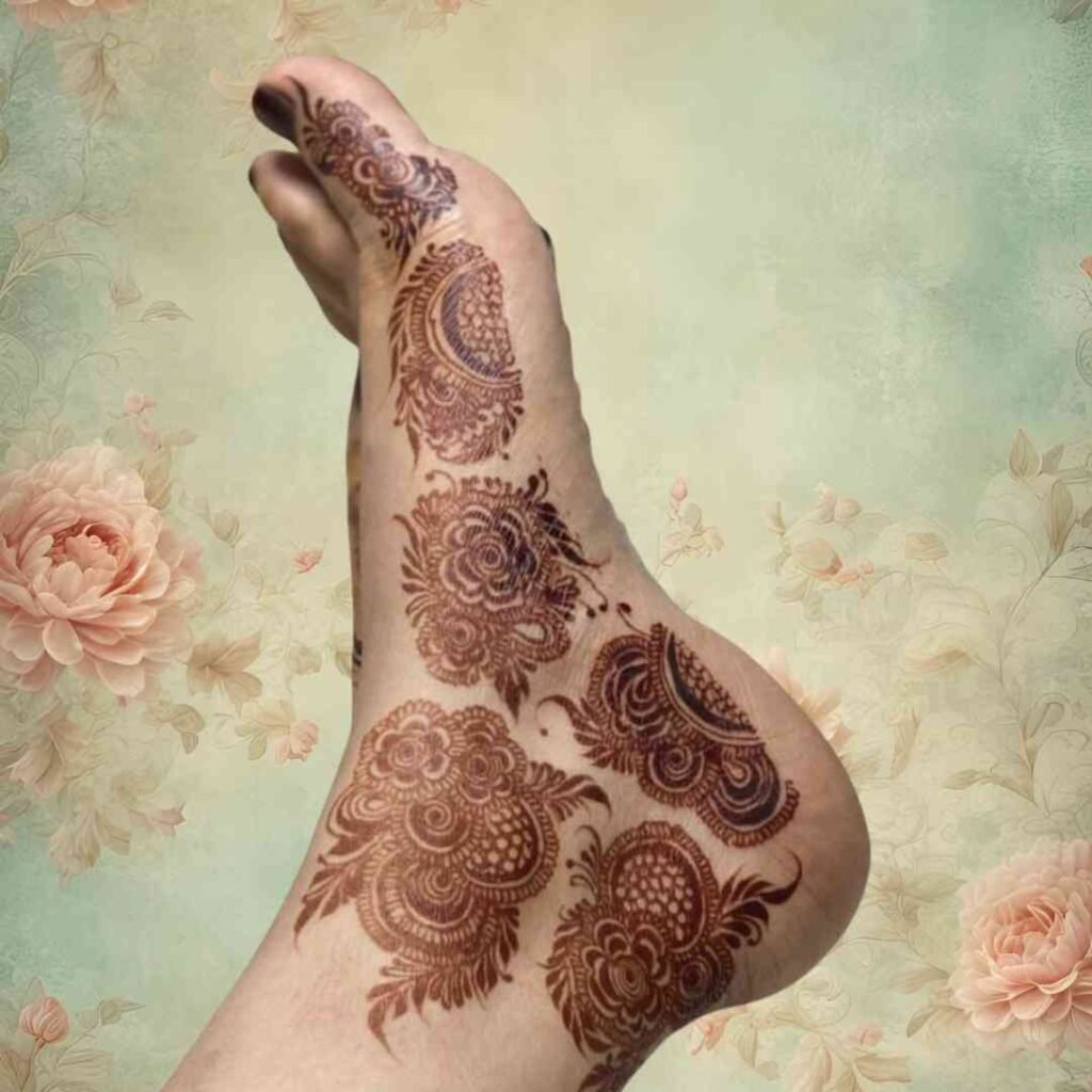 Attractive One Side Leg Mehndi Design