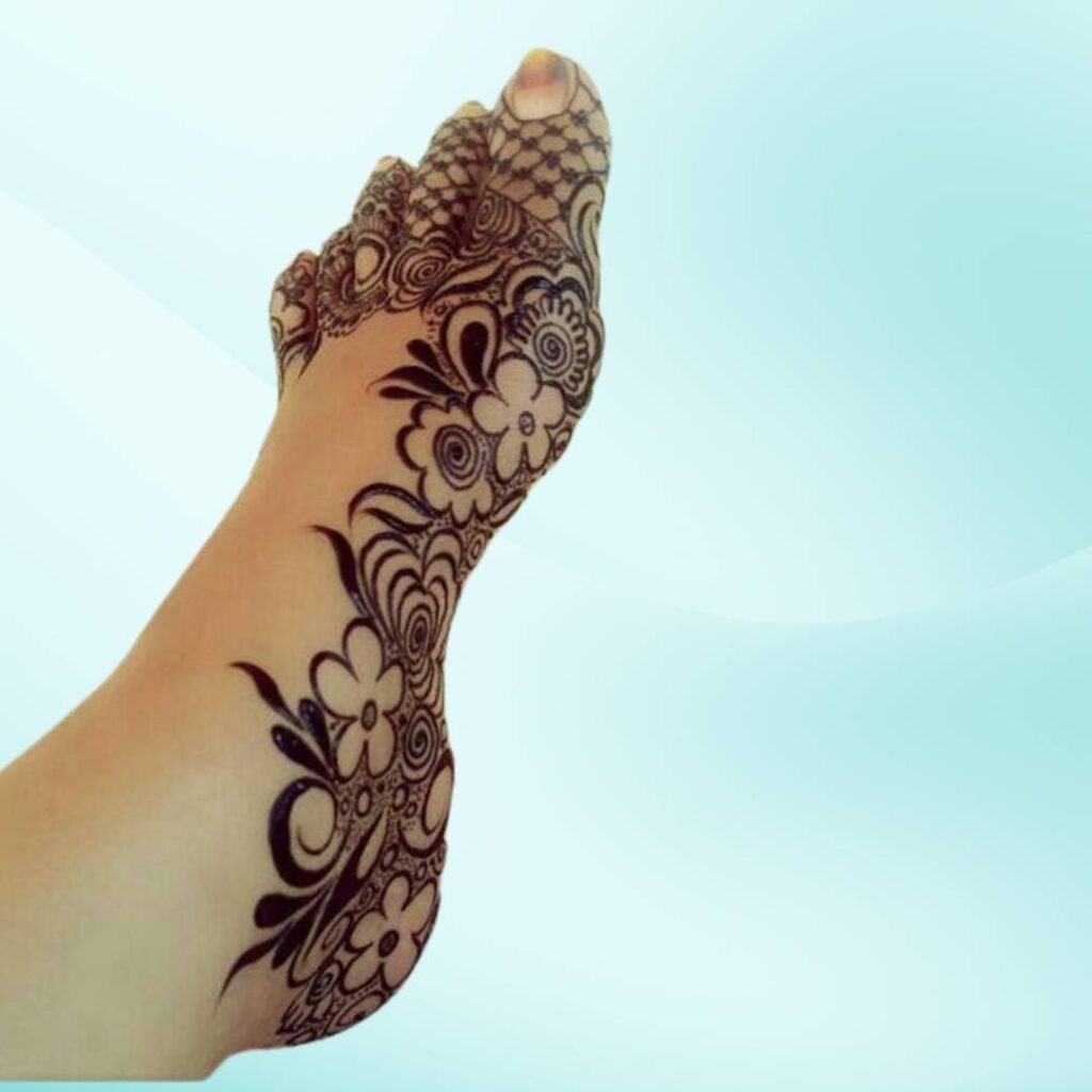 Side Leg Mehndi Design