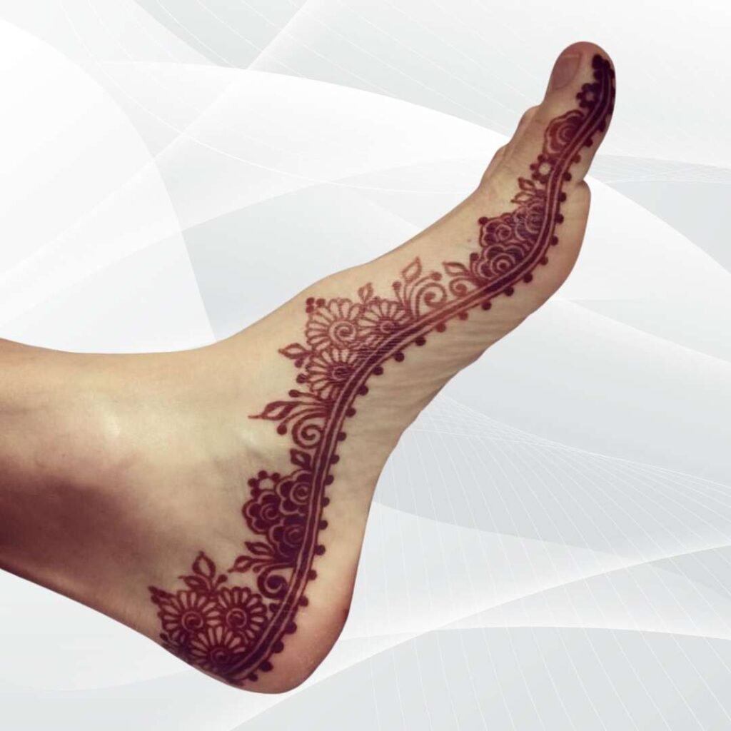 One Side Leg Mehndi Design Simple