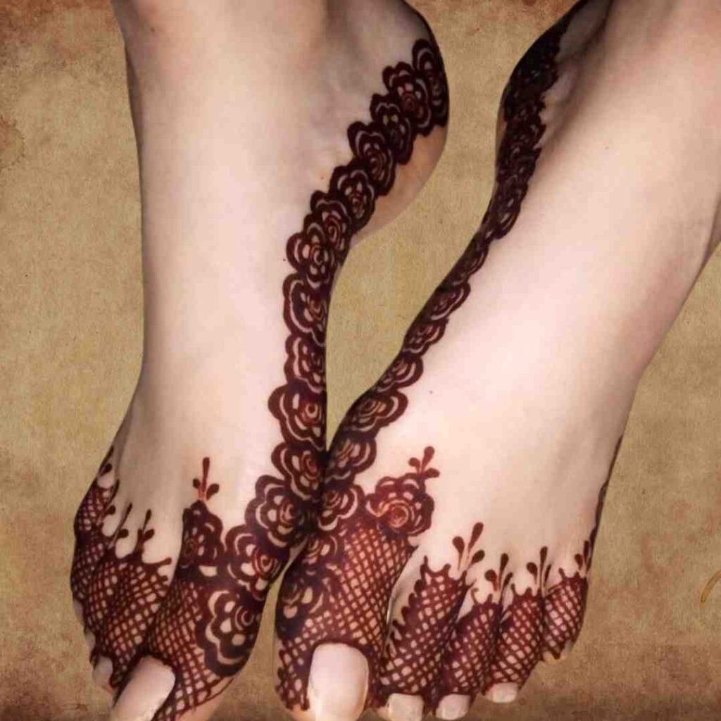 One Side Leg Mehndi Design Simple