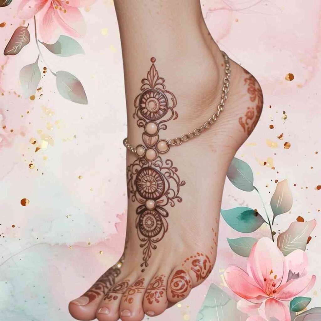  Stylish Leg Mehndi Design Side