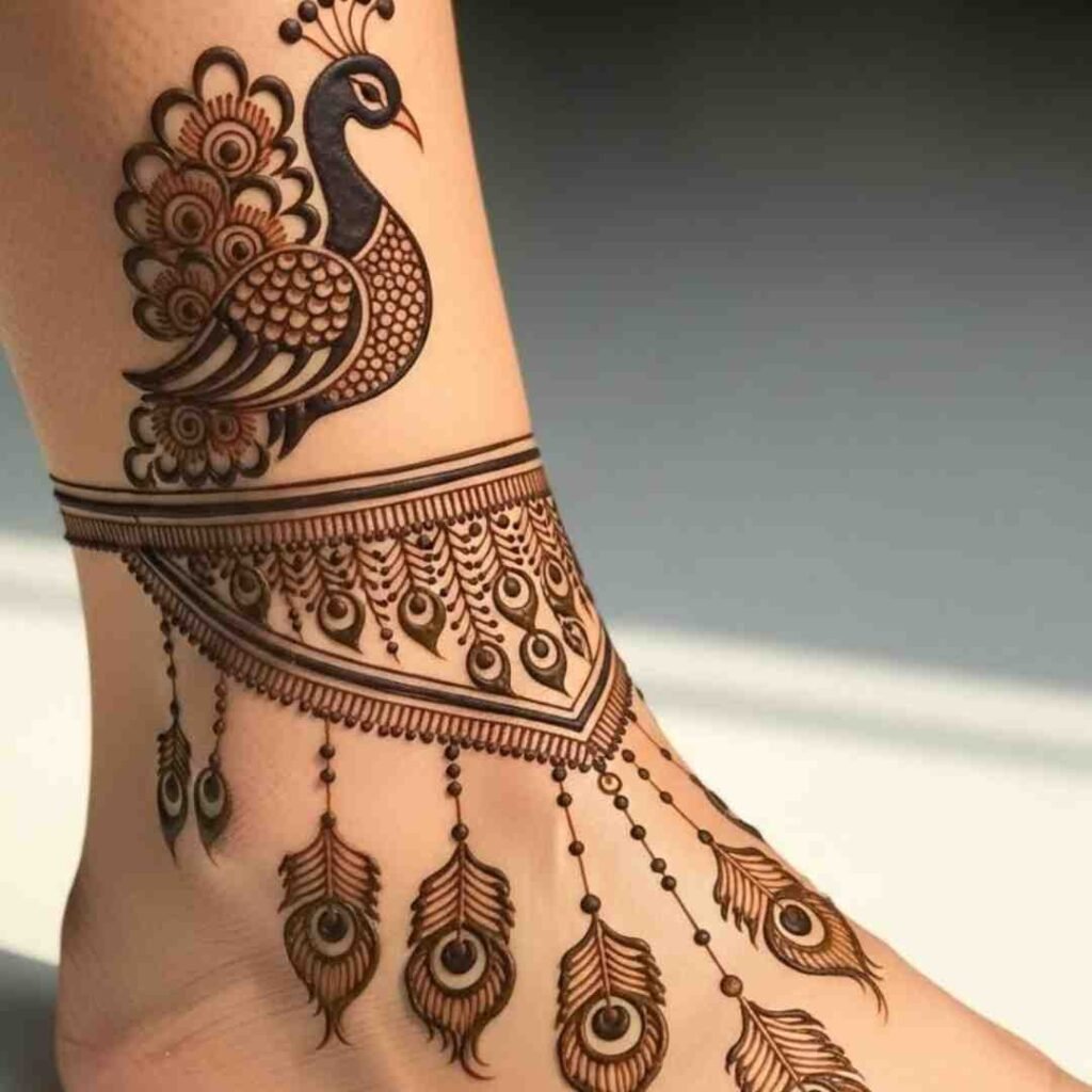  Stylish Leg Mehndi Design Side