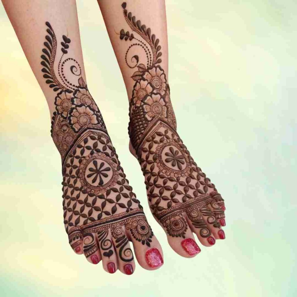  Stylish Leg Mehndi Design Side