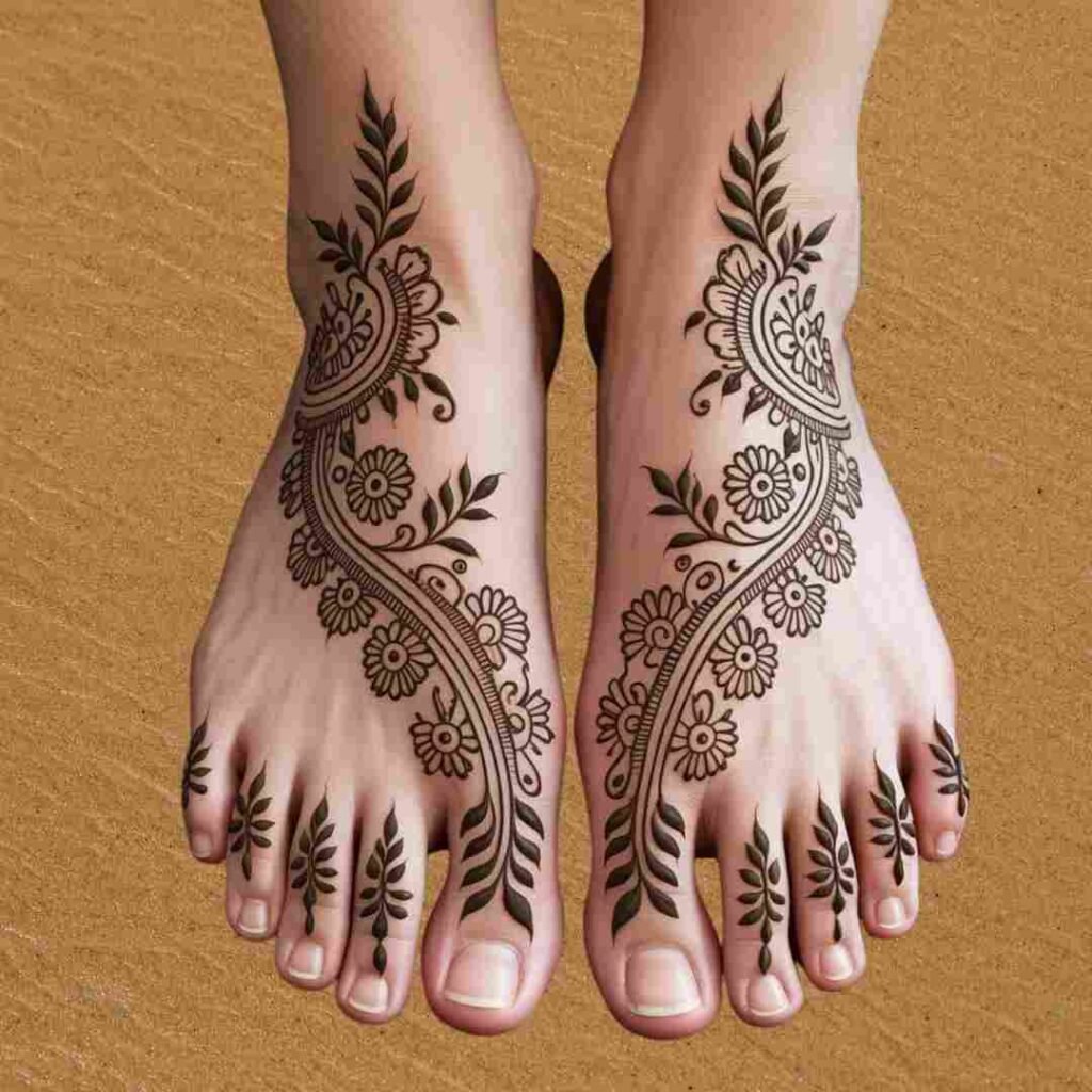Stylish Leg Mehndi Design Simple and Easy